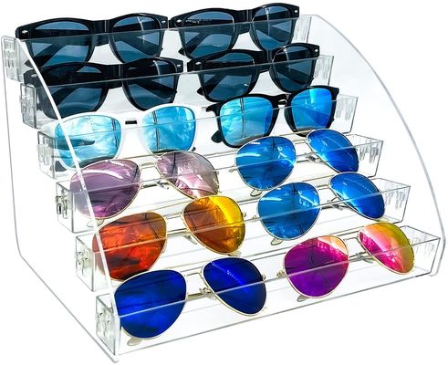 Поднос хранения Eyewear выставочной витрины солнечных очков держателя столешницы ясный 6 слоев