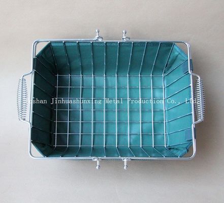 Корзина провода зеленого цвета W215mm L285mm для Bathroom, Kicthen с ручками, основания, сумки ткани