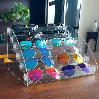 Поднос хранения Eyewear выставочной витрины солнечных очков держателя столешницы ясный 6 слоев